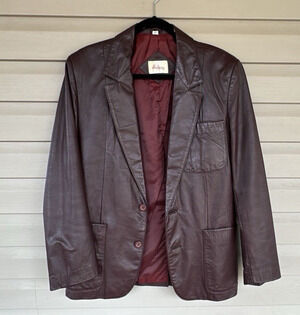 Adam Spencer Burgundy Maroon Leather Jacket 40 Vintage